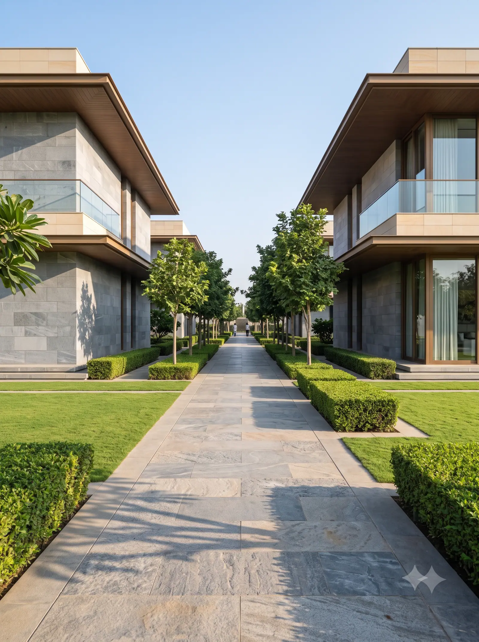 Concept visualisation: A landscaped walk between villas
