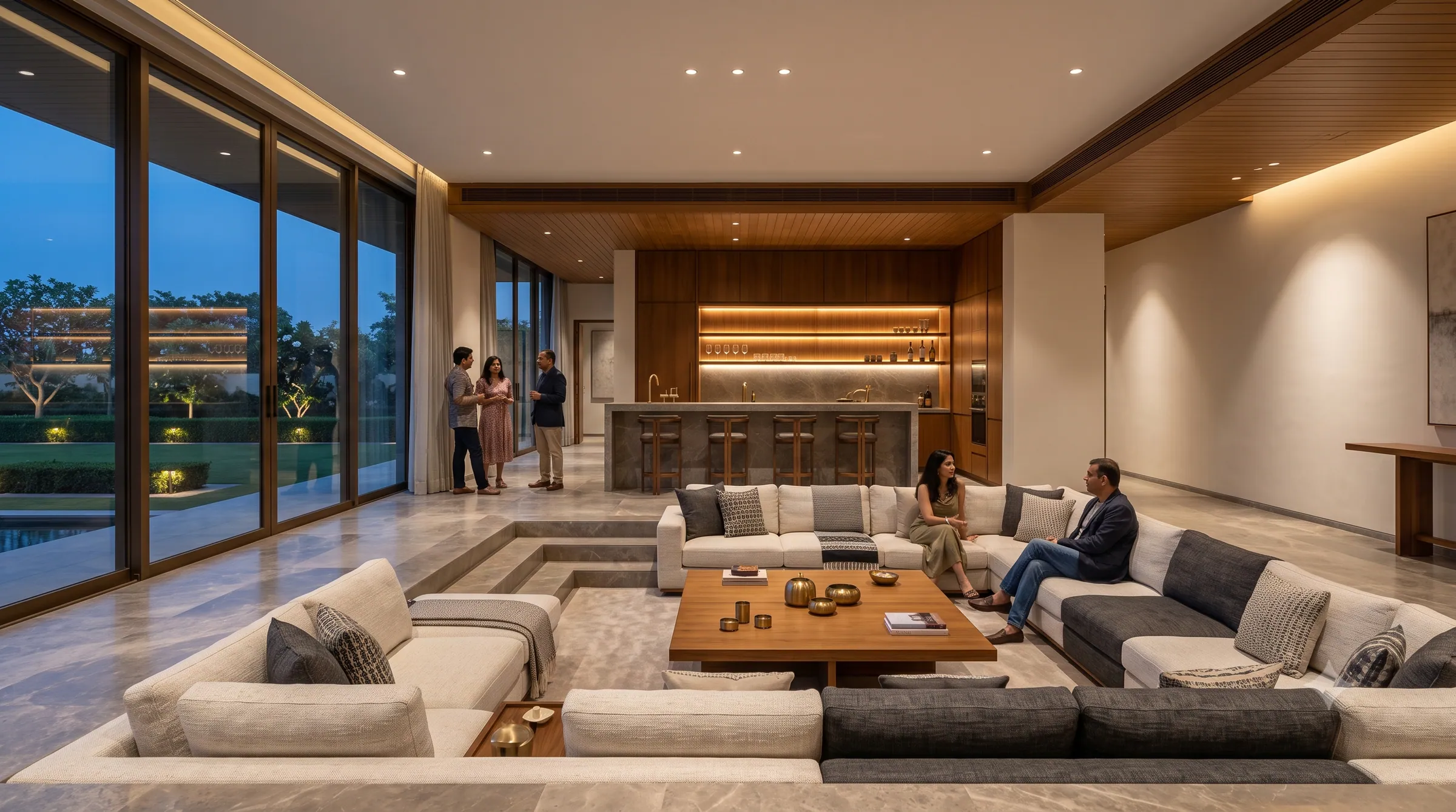 Concept visualisation: A lower-level lounge set for hosting