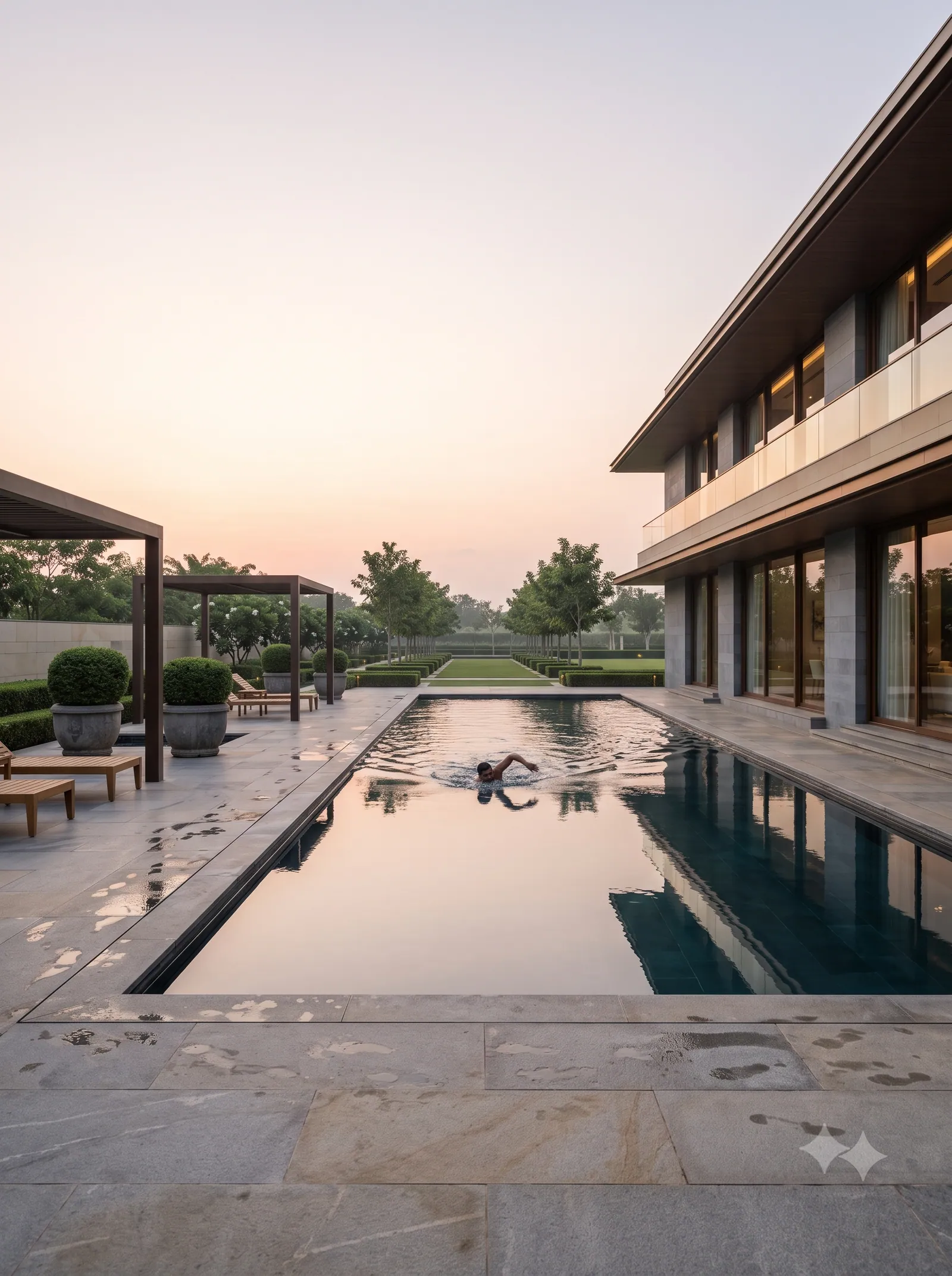 Concept visualisation: An early swim in the clubhouse pool